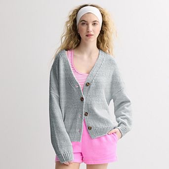 Juniors' SO® Drop Shoulder Button Front Oversized Cardigan