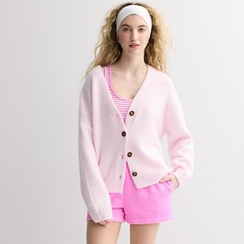 Juniors' SO® Drop Shoulder Button Front Oversized Cardigan