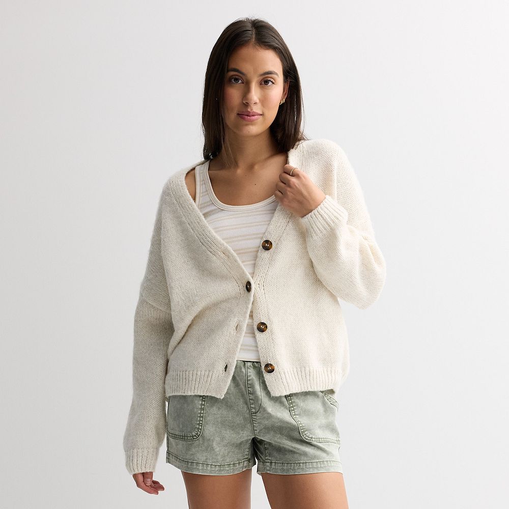 Juniors' SO® Button Front Oversized Cardigan