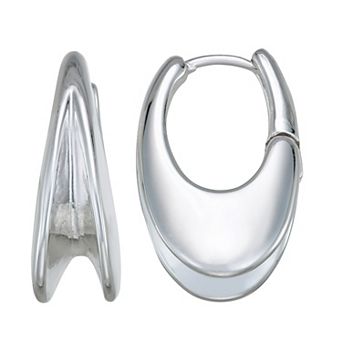 Napier Silver Tone Silver Element Oval Hoop Earrings