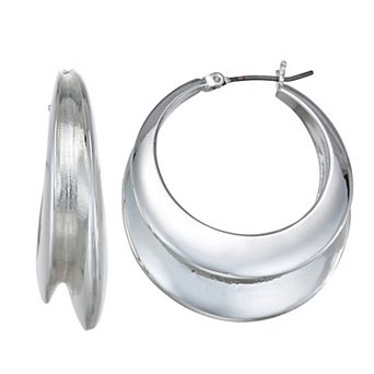Napier Silver Tone Silver Element Hoop Earrings
