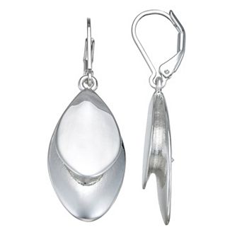 Napier Silver Tone Silver Element Oval Drop Leverback Earrings