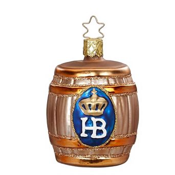 Inge Glas HB Beer Keg Hofbrauhaus German Glass Christmas Ornament