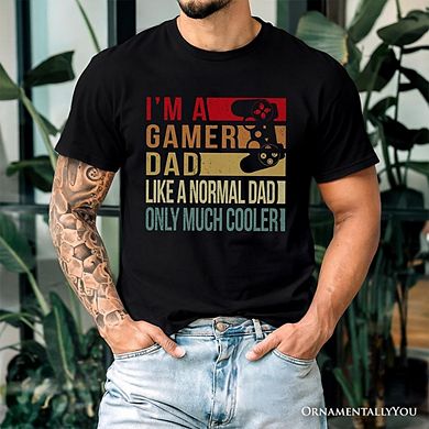 Gamer Dad Controller T-Shirt, Black Funny Tee for Cool Fathers