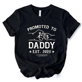 Promoted to Daddy Est. 2025 T-Shirt, New Dad Pregnancy Announcement Tee