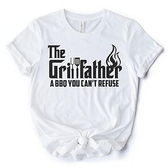 The Grillfather BBQ T-Shirt, White Funny Tee for Grillmaster Dads