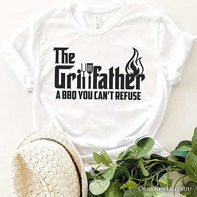 The Grillfather BBQ T-Shirt, White Funny Tee for Grillmaster Dads
