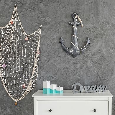 Natural Shell Decorative Fishing Net 40"x80" Mediterranean Style Ocean Theme Wall Hanging Decor