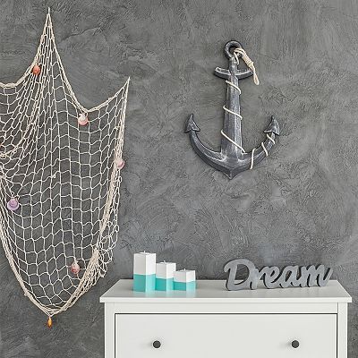 decorative fish net with anchor and shells 80x40'' Fishing w/Shells, Clips, Hanging Photo Display Net Boao 28 Pcs Fishnet Decorative