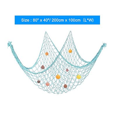 Natural Shell Decorative Fishing Net 40"x80" Mediterranean Style Ocean Theme Wall Hanging Decor