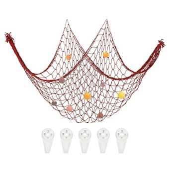 Natural Shell Decorative Fishing Net 40"x80" Mediterranean Style Ocean Theme Wall Hanging Decor