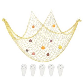 Natural Shell Decorative Fishing Net 40"x80" Mediterranean Style Ocean Theme Wall Hanging Decor