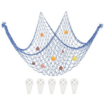 Natural Shell Decorative Fishing Net 40"x80" Mediterranean Style Ocean Theme Wall Hanging Decor