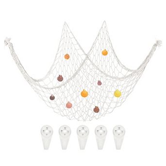 Natural Shell Decorative Fishing Net 40"x80" Mediterranean Style Ocean Theme Wall Hanging Decor