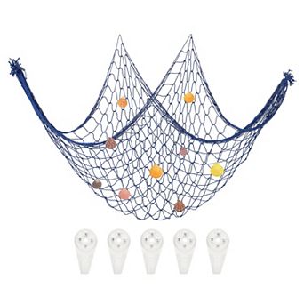 Natural Shell Decorative Fishing Net 40"x80" Mediterranean Style Ocean Theme Wall Hanging Decor