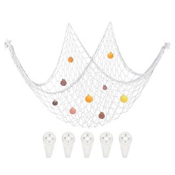 Natural Shell Decorative Fishing Net 40"x80" Mediterranean Style Ocean Theme Wall Hanging Decor
