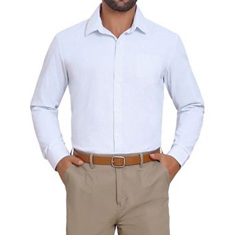 Stripes Dress Shirts for Men's Long Sleeve Business Button Striped Shirt