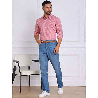 Printing Shirt for Men's Geometric Patterns Long Sleeve Business Pattern Dress Shirts