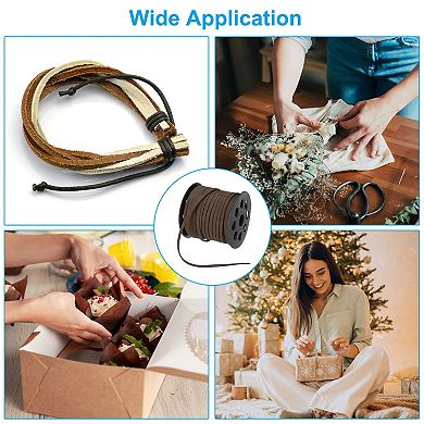 Flat Suede Leather Lace, 5mm x 50 Yard Faux Suede Leather Cord DIY Supplies for Art Crafts Making