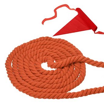 20 Feet Tug of War Rope for Adults Teen, 3-Strand Natural Twisted Cotton Rope with Flag