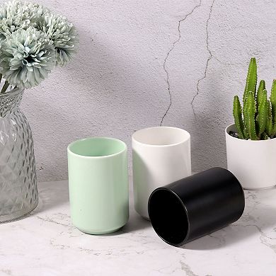 Ceramic Tea Cups 8oz/240ml Simple Solid Color No Handle Ceramic Tea Mug Matte Glazed Cylindrical Cup