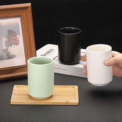 Ceramic Tea Cups 8oz/240ml Simple Solid Color No Handle Ceramic Tea Mug Matte Glazed Cylindrical Cup
