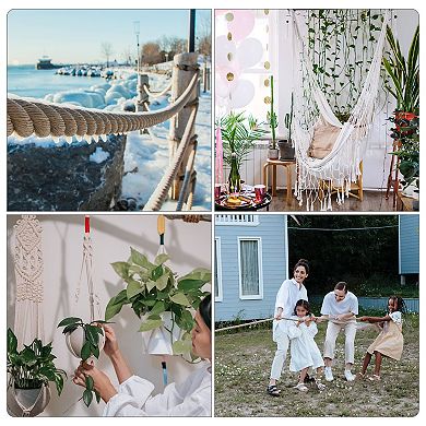 39 Feet Tug of War Rope for Adults Teen, 3-Strand Natural Twisted Cotton Rope with Flag