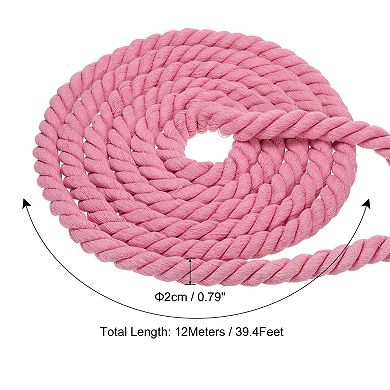 39 Feet Tug of War Rope for Adults Teen, 3-Strand Natural Twisted Cotton Rope with Flag