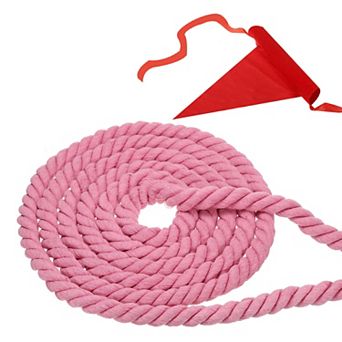 39 Feet Tug of War Rope for Adults Teen, 3-Strand Natural Twisted Cotton Rope with Flag