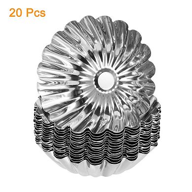 20pcs Cupcake Baking Tool, Stainless Steel Mini Cupcake Cake Pans Baking Tool, 3.1 x 0.8 inch