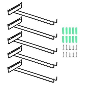 5 pc Wine Glass Rack, Iron Wall Mountable Wine Glasses Rack Under Cabinet Stemware Rack for Kitchen