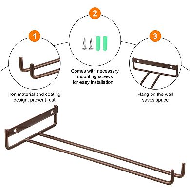 2Pcs Wine Glass Rack, Iron Wall Mountable Wine Glasses Rack Under Cabinet Stemware Rack for Kitchen