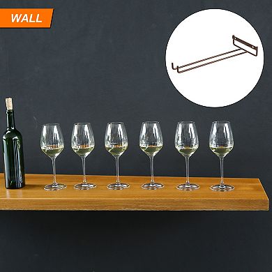 2Pcs Wine Glass Rack, Iron Wall Mountable Wine Glasses Rack Under Cabinet Stemware Rack for Kitchen