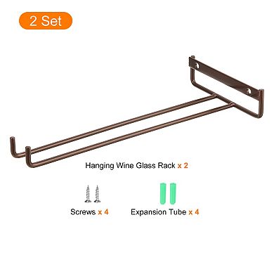 2Pcs Wine Glass Rack, Iron Wall Mountable Wine Glasses Rack Under Cabinet Stemware Rack for Kitchen
