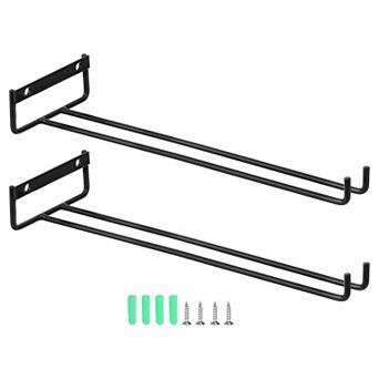 2 pc Wine Glass Rack, Iron Wall Mountable Wine Glasses Rack Under Cabinet Stemware Rack for Kitchen