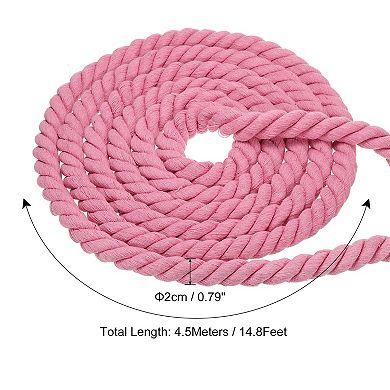 15 Feet Tug of War Rope for Adults Teen, 3-Strand Natural Twisted Cotton Rope with Flag