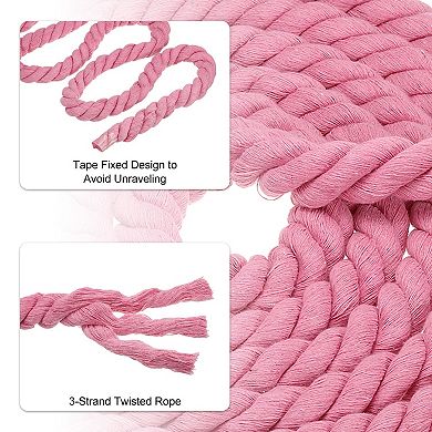15 Feet Tug of War Rope for Adults Teen, 3-Strand Natural Twisted Cotton Rope with Flag