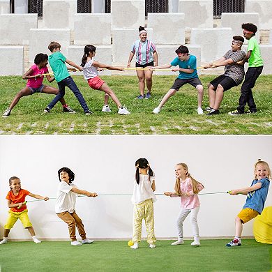 10 Feet Tug of War Rope for Adults Teen, 3-Strand Natural Twisted Cotton Rope with Flag