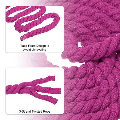 10 Feet Tug of War Rope for Adults Teen, 3-Strand Natural Twisted Cotton Rope with Flag