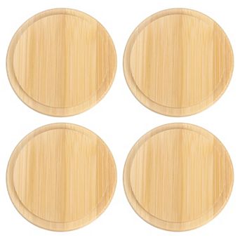 4 pc Wooden Cup Lid 2.91 Inch, Reusable Round Cup Cover Coffee Mug Cover Tea Glass Drink Cup Lid