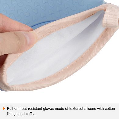 2pcs Silicone Oven Mitts 10.8"x5.5" Heat Resistant Rubber Oven Gloves with Soft Cotton Lining
