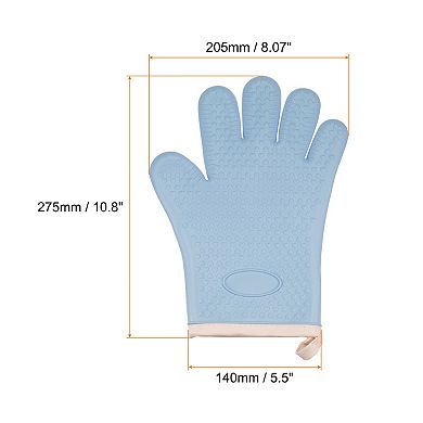 2pcs Silicone Oven Mitts 10.8"x5.5" Heat Resistant Rubber Oven Gloves with Soft Cotton Lining