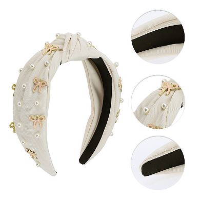 Women's Bow Faux Pearls Tie Headbands 1 Pc