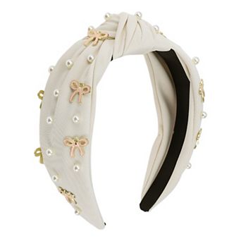 Women's Bow Faux Pearls Tie Headbands 1 pc