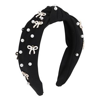 Women's Bow Faux Pearls Tie Headbands 1 pc