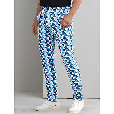 Argyle Golf Pants for Men's Argyle Pants Triangle Plaid Pattern Suit Trousers