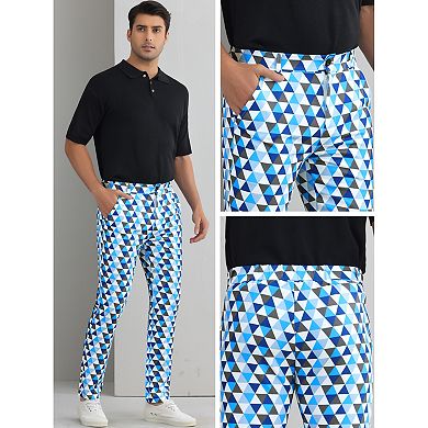 Argyle Golf Pants for Men's Argyle Pants Triangle Plaid Pattern Suit Trousers