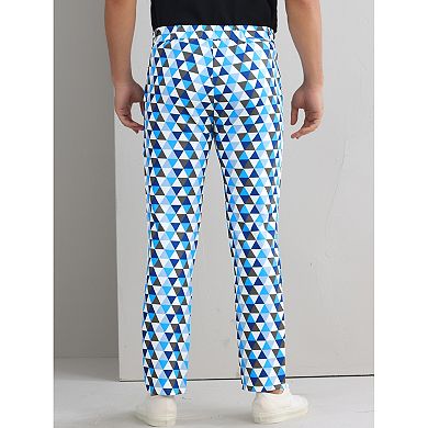 Argyle Golf Pants for Men's Argyle Pants Triangle Plaid Pattern Suit Trousers