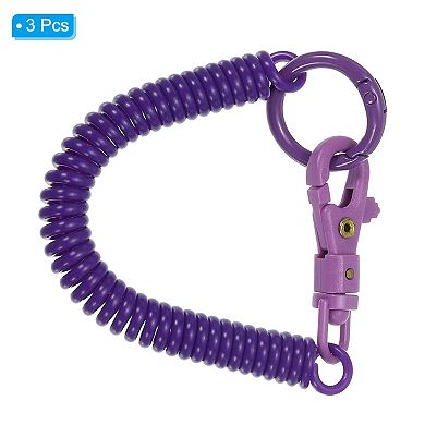Retractable Coil Springs Keychain, 3 Pack Key Chain Holder Lanyard Cord with Lobster Clasp Keyring