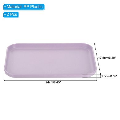 9"x7" Fast Food Tray, 2 Pack PP Plastic Reusable Multi-Purpose Non-Slip Rectangle Serving Tray